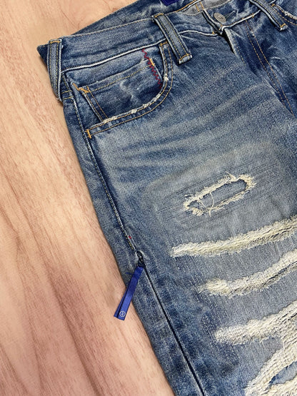 denim by vanquish distressed wash jeans