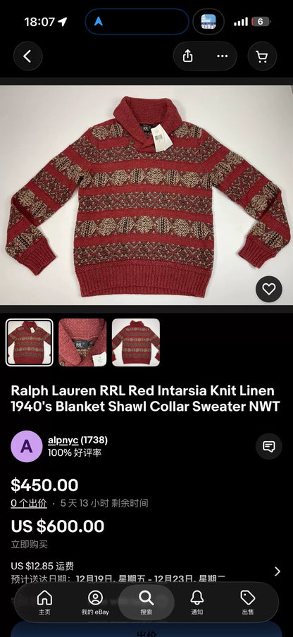 Ralph Lauren RRL Fair Isle Knit Sweater