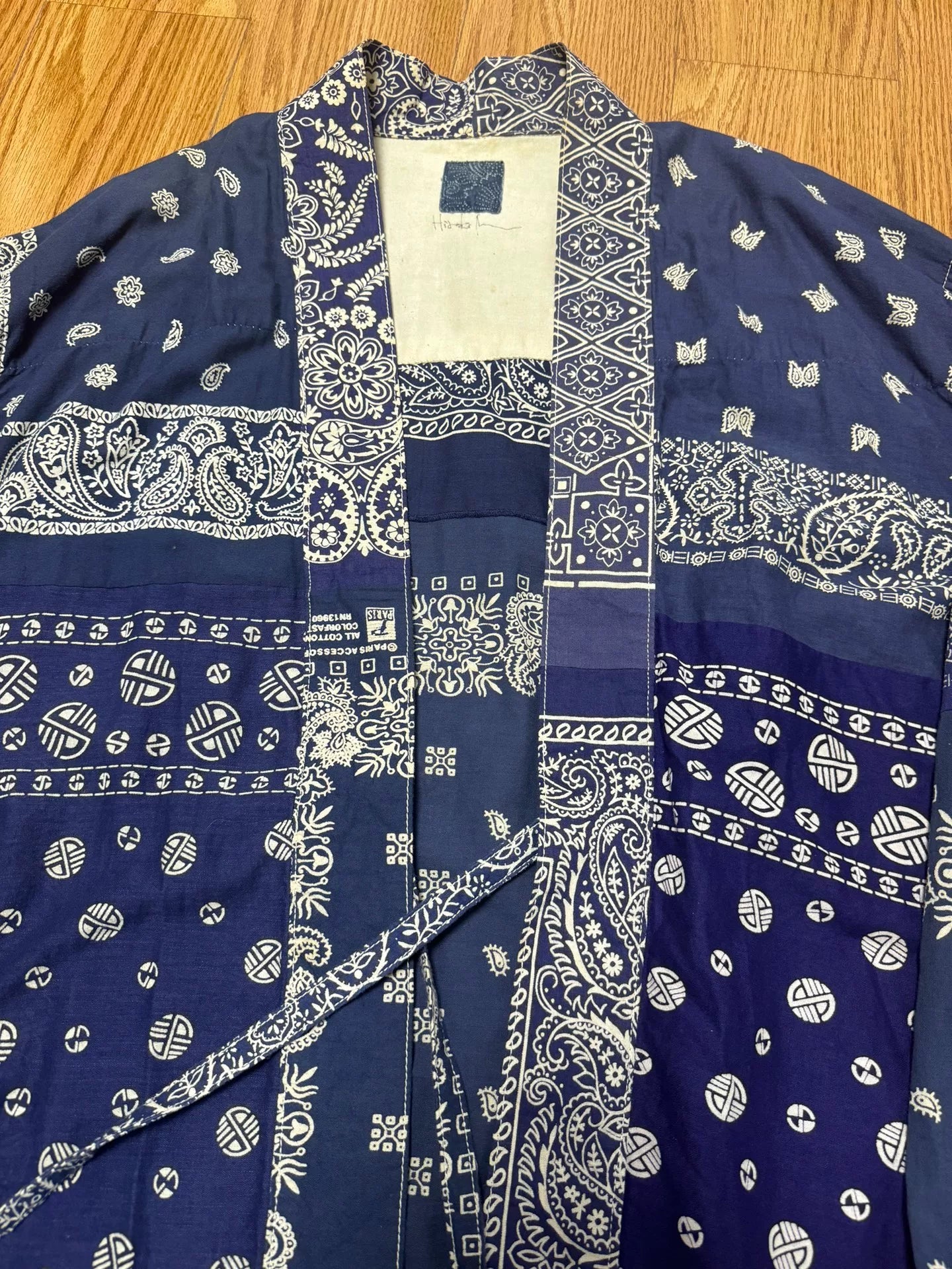 blue paisley patterned lhamo shirt