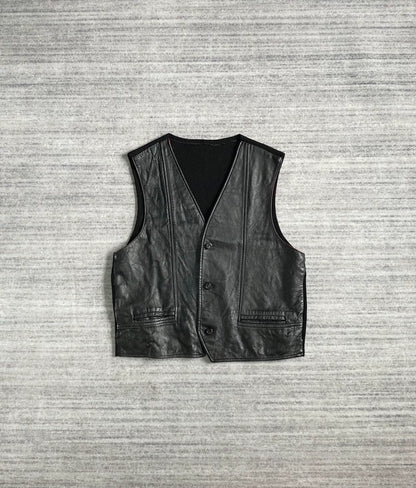 vintage western sleeveless leather vest