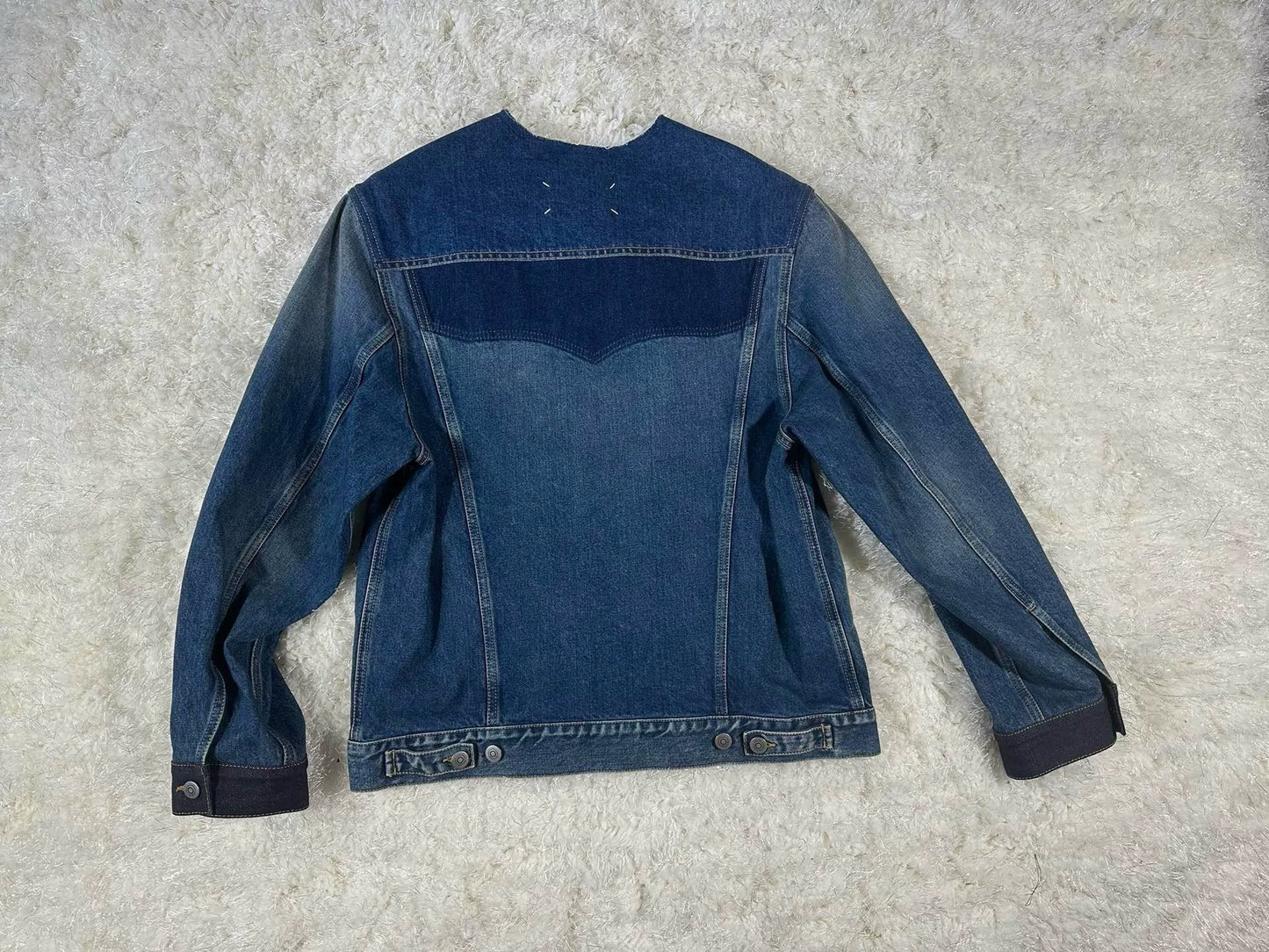 maison margiela collarless denim jacket