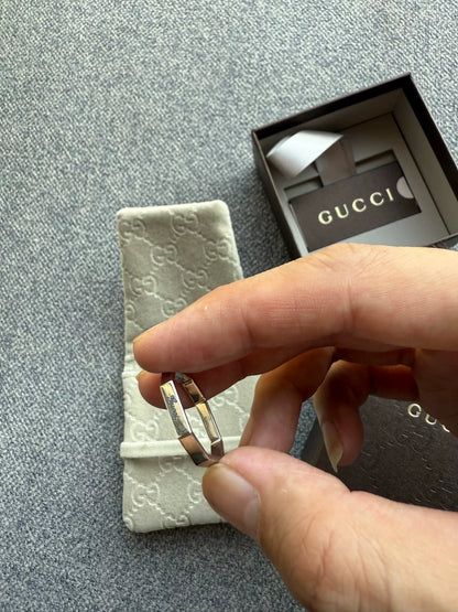 Gucci Platinum Hexagonal Ring Size 19
