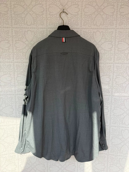 thom browne long sleeve wool shirt jacket