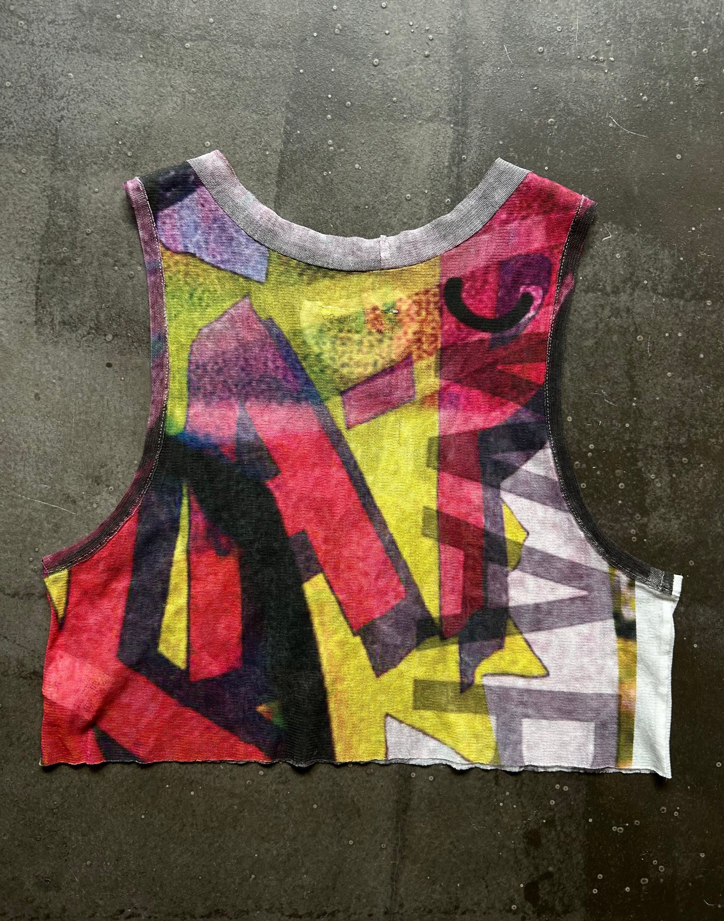 graphic crop tank top with slogan