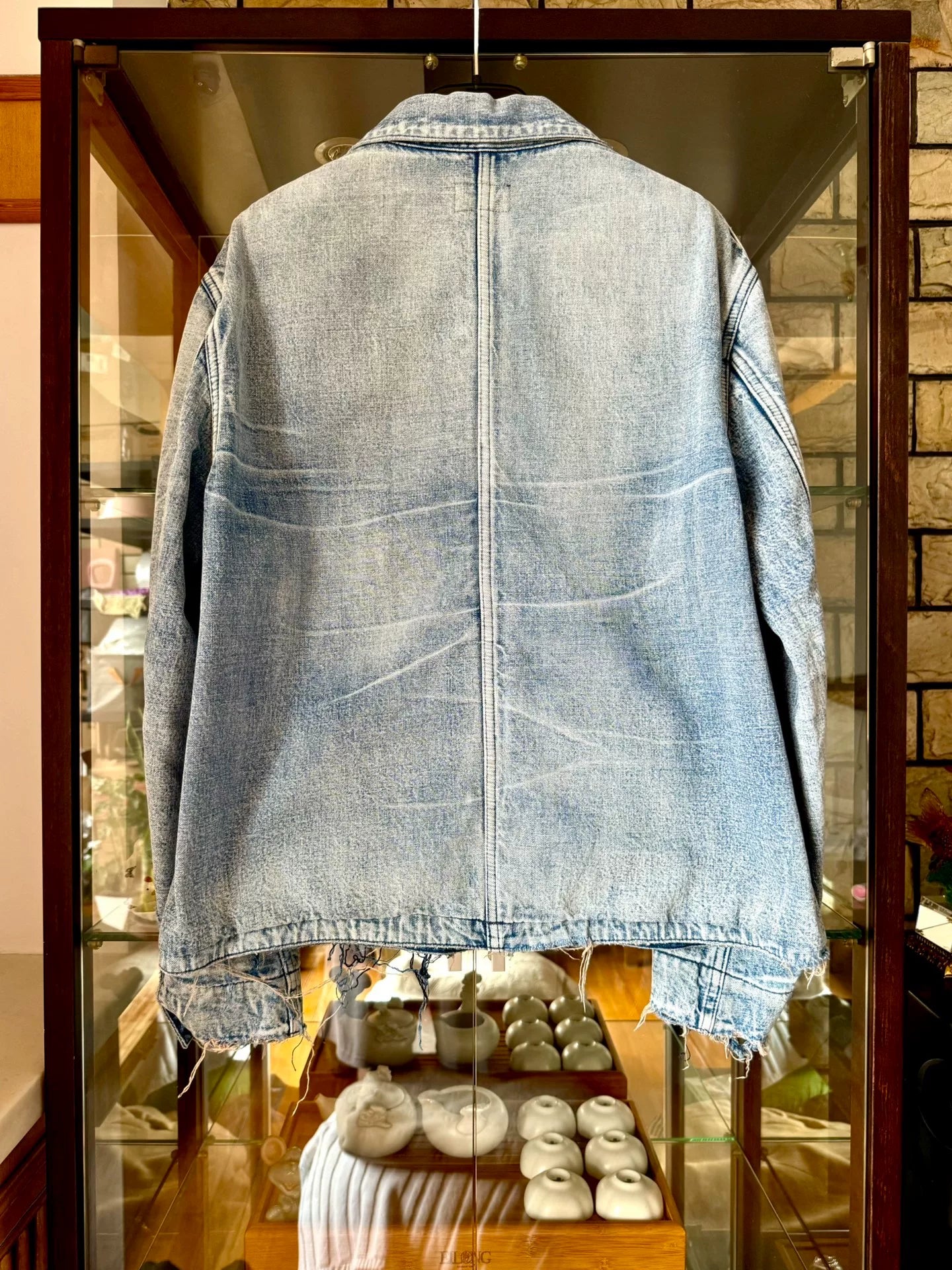 saint laurent denim jacket with frayed details
