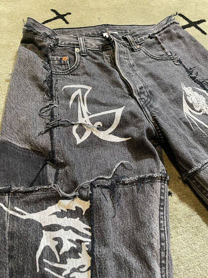 vetements 19 deconstructed tattoo denim pants