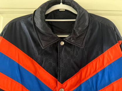 gucci quilted jacket with red and blue stripes