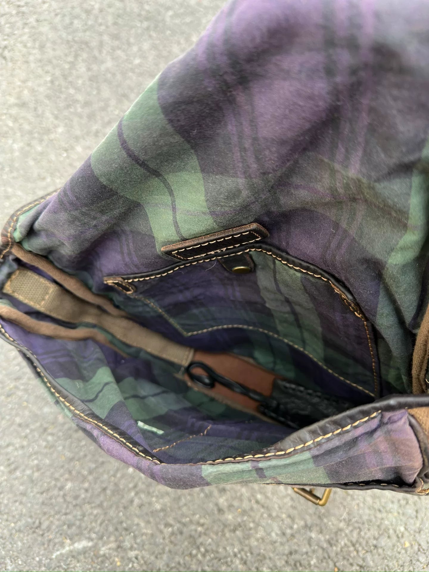 Ralph Lauren Waxed Leather Canvas Crossbody Bag