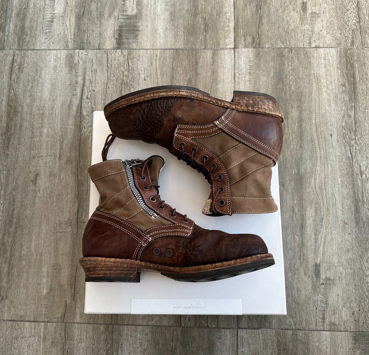 visvim 7 hole folk boots khaki color