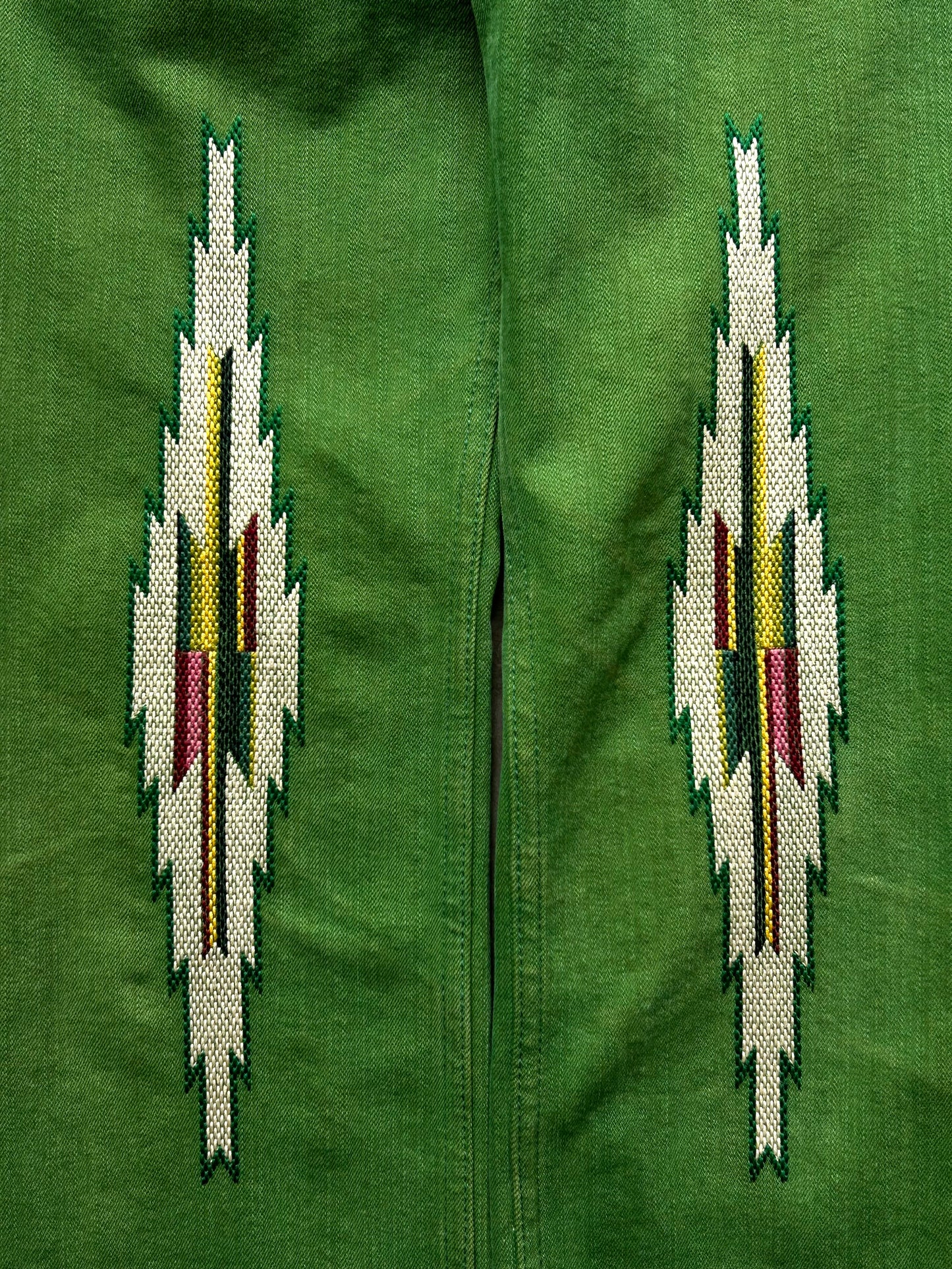 green embroidered denim pants by number(n)ine