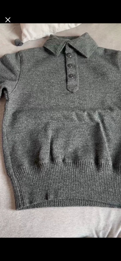 premium thick wool button collar sweater