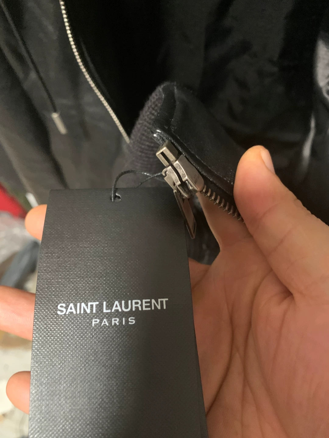 saint laurent black leather jacket size 48