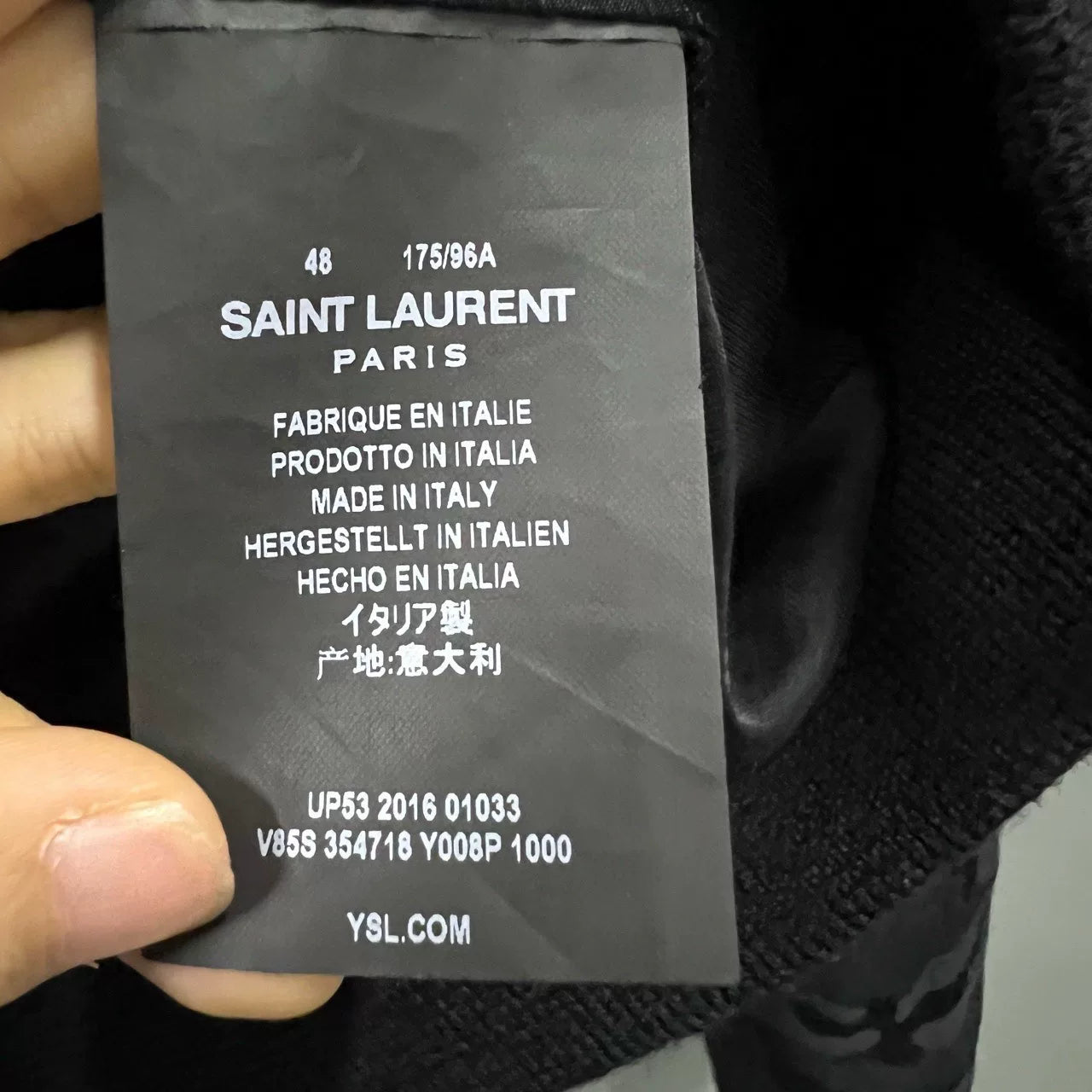 Saint Laurent Black Camouflage Leather Sleeve Jacket