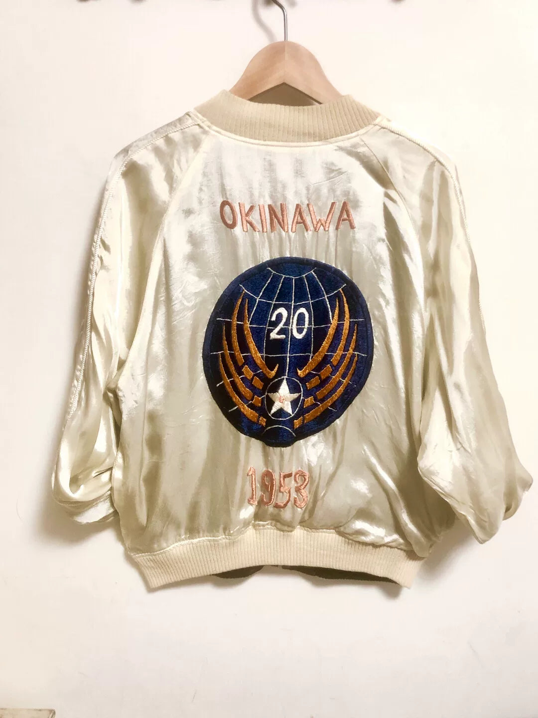 vintage embroidered bomber jacket with dual sides