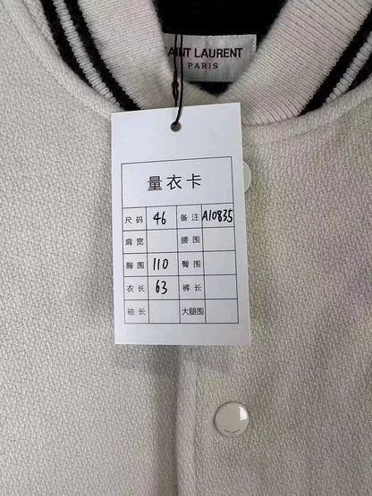 SAINT LAURENT White Baseball Jacket