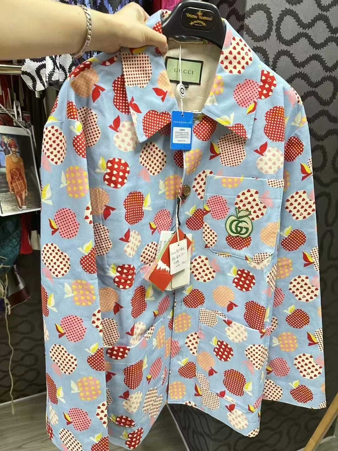 gucci men's apple print jacket