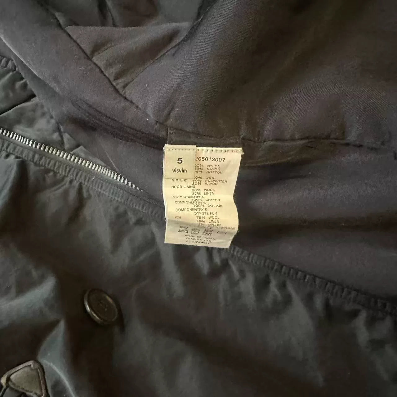 Visvim Nylon Wolf Fur Collar