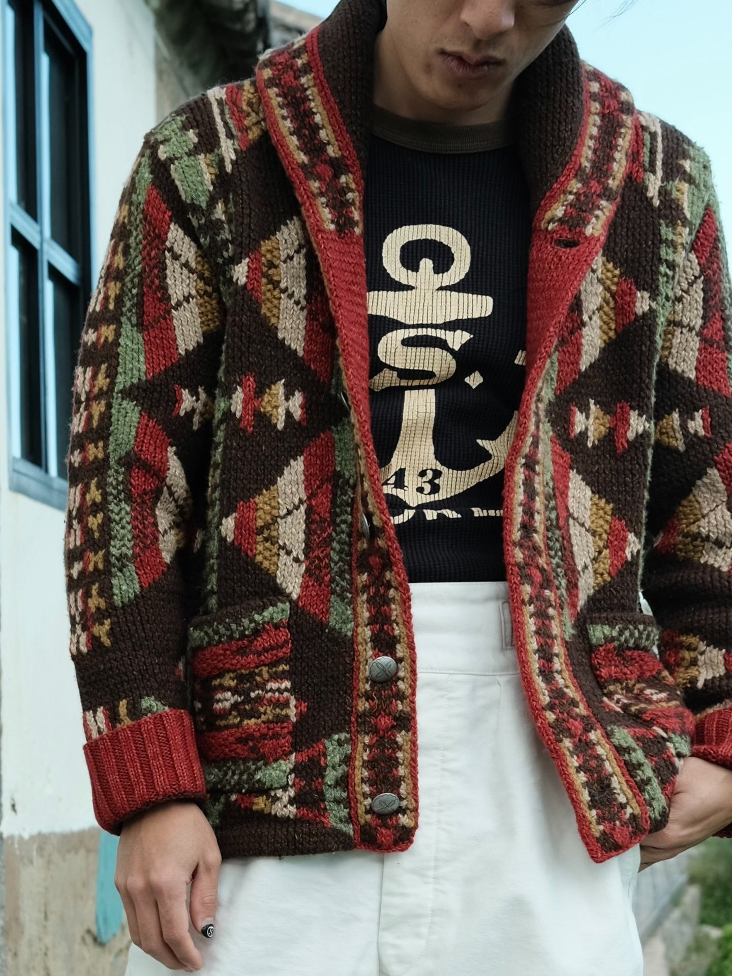 RRL 2022 Shawl Collar Indian Sweater Cardigan