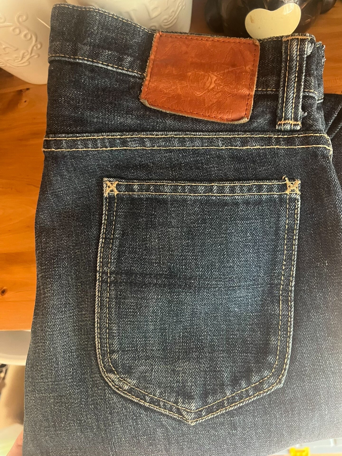 vintage straight leg denim trousers K7 era