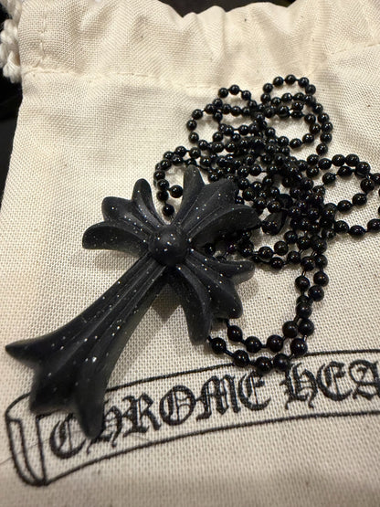 Chrome Hearts Obsidian Cross Necklace