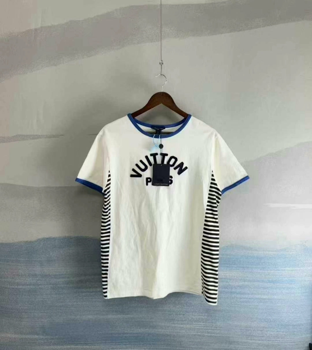 Louis Vuitton White Stripe Embroidered Short Sleeve
