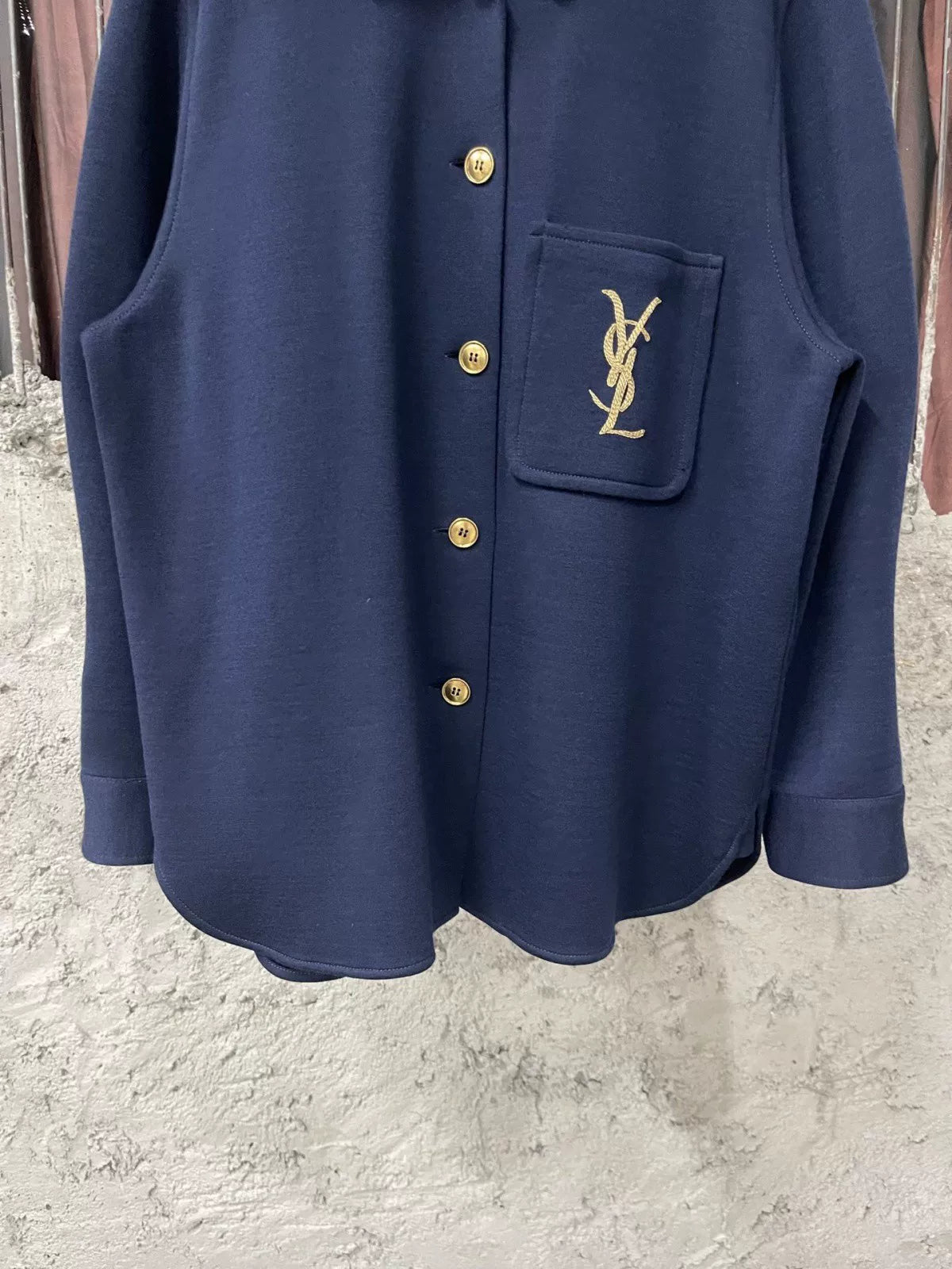 Saint Laurent Navy Shirt with YSL Logo