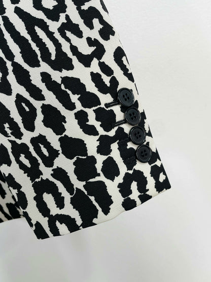 Saint Laurent Black White Leopard Blazer