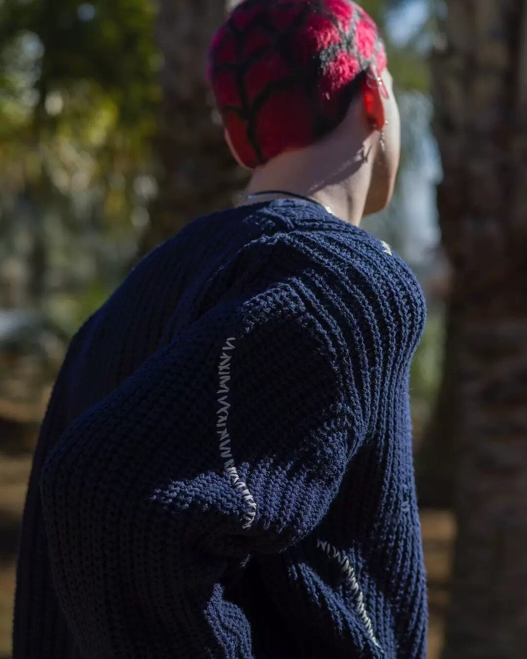 navy blue oversized crewneck sweater