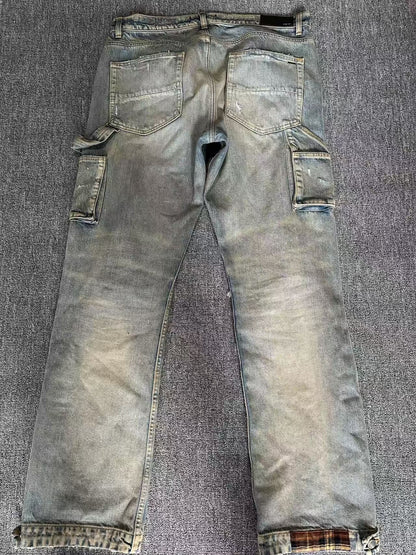 amiri distressed loose fit denim pants