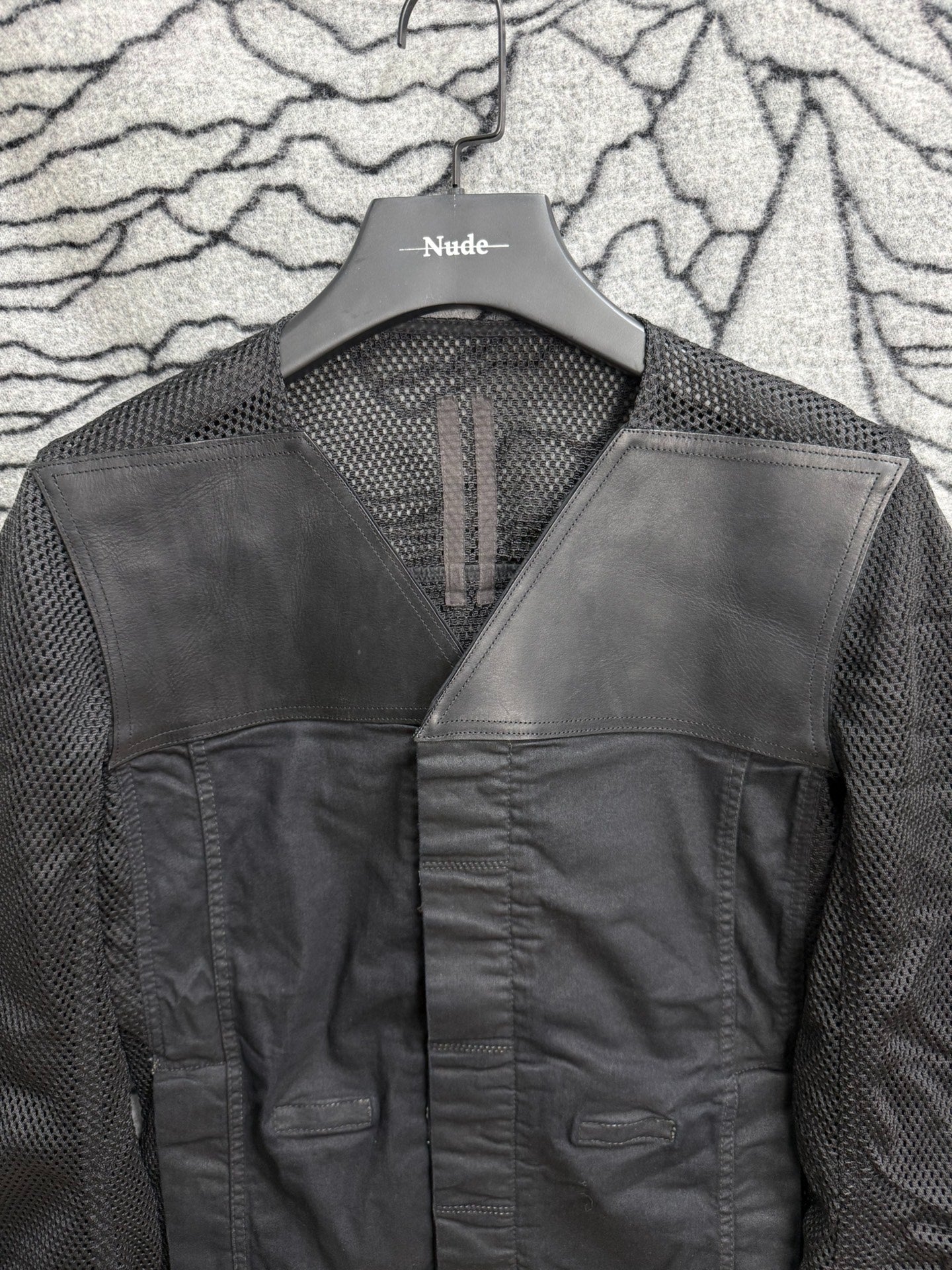 Rick Owens Mesh Leather Panel Jacket M