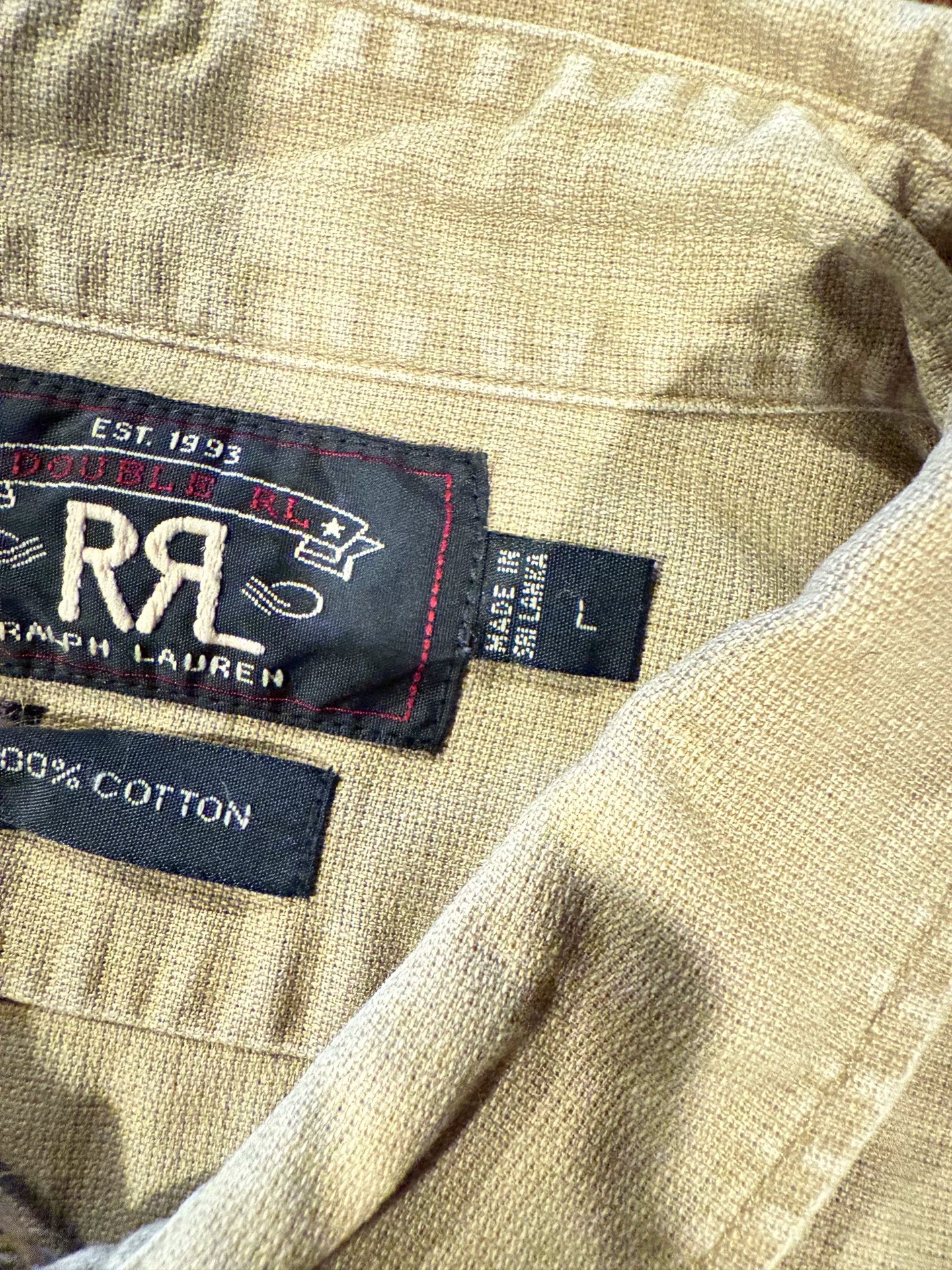 RRL Khaki Military Workwear Shirt