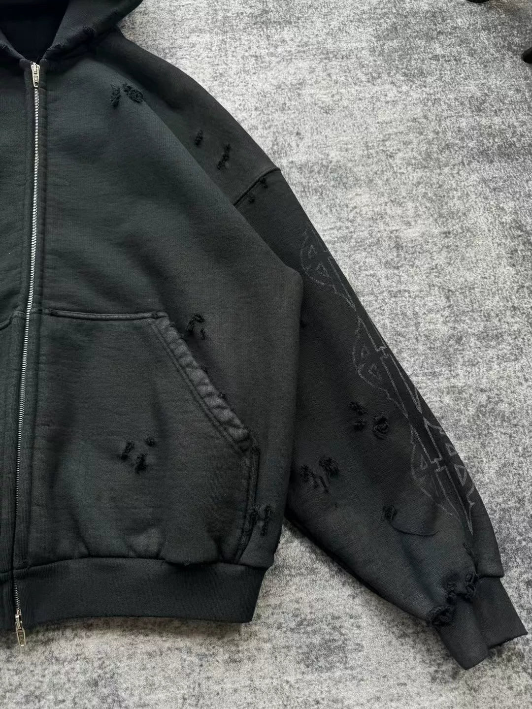 balenciaga paris tower distressed zip jacket