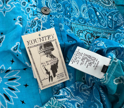 vintage bandana print shirt jacket in blue