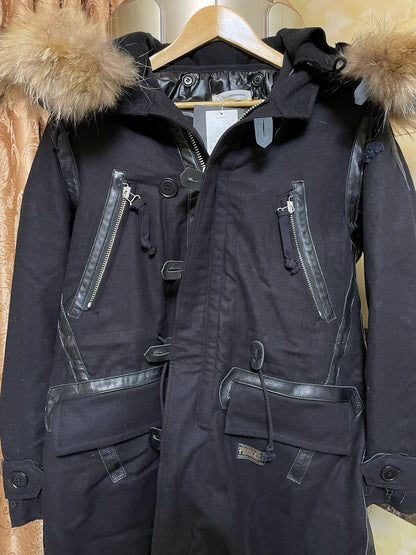 long cotton coat with removable lining