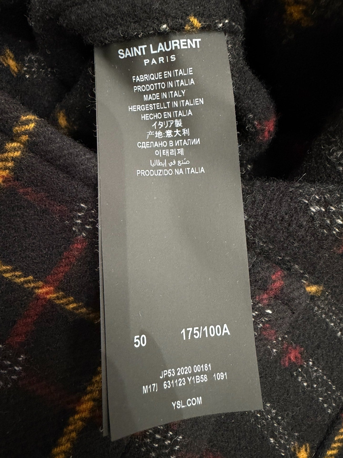Saint Laurent 20FW Wool Check Duffle Coat