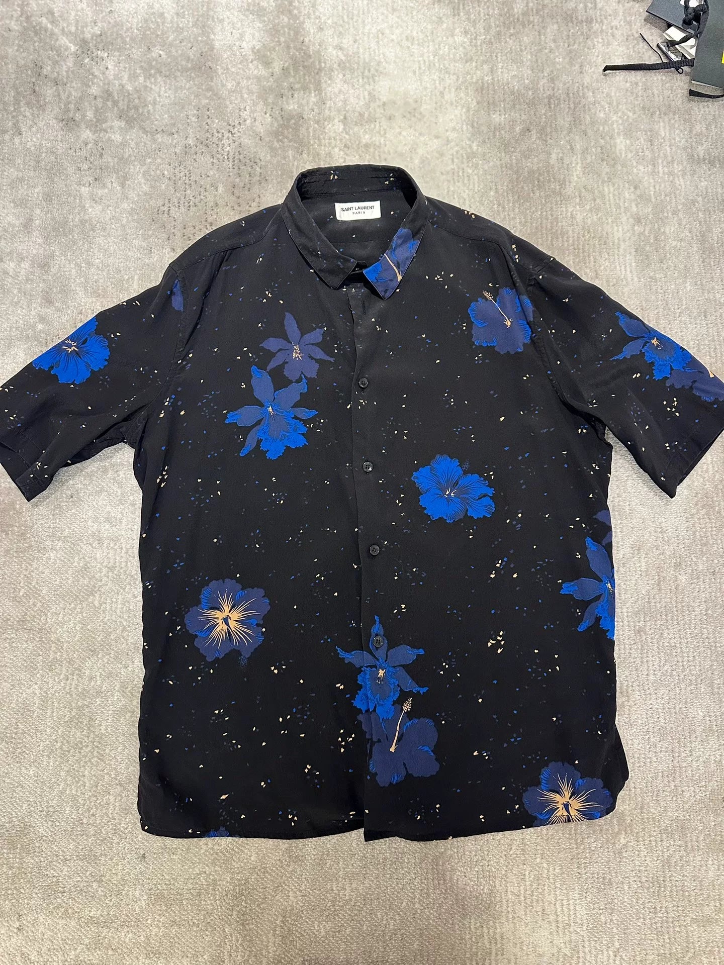 Saint Laurent Black Floral Short-Sleeve Shirt