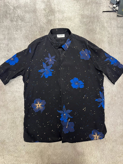 Saint Laurent Black Floral Short-Sleeve Shirt
