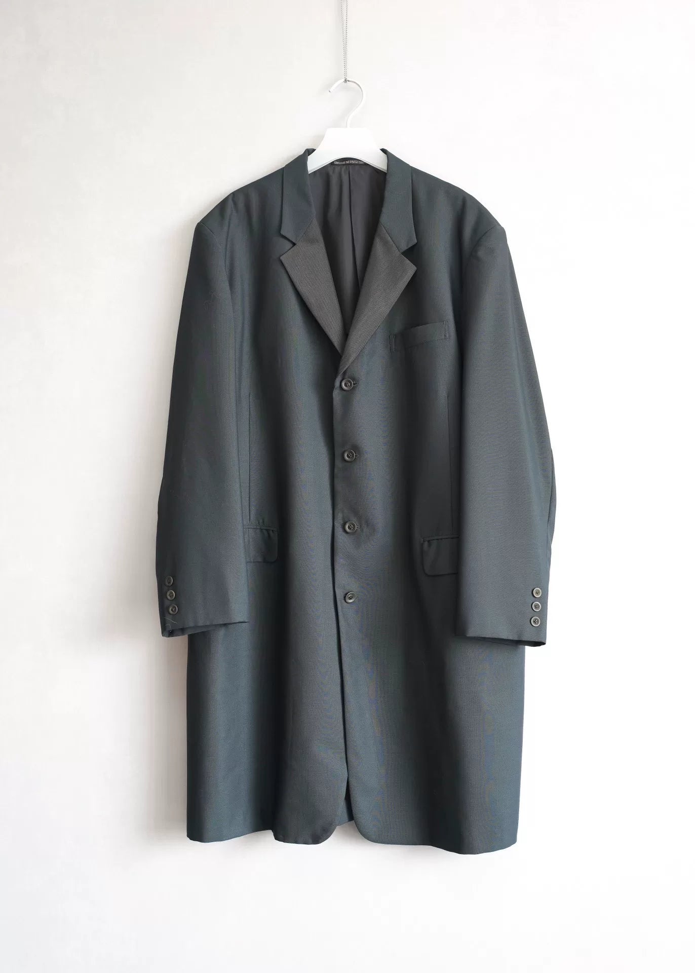 yohji yamamoto long green blue coat