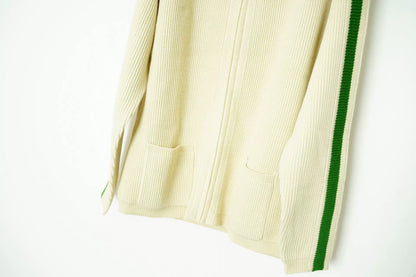 Yohji Yamamoto Green White Knit Sweater