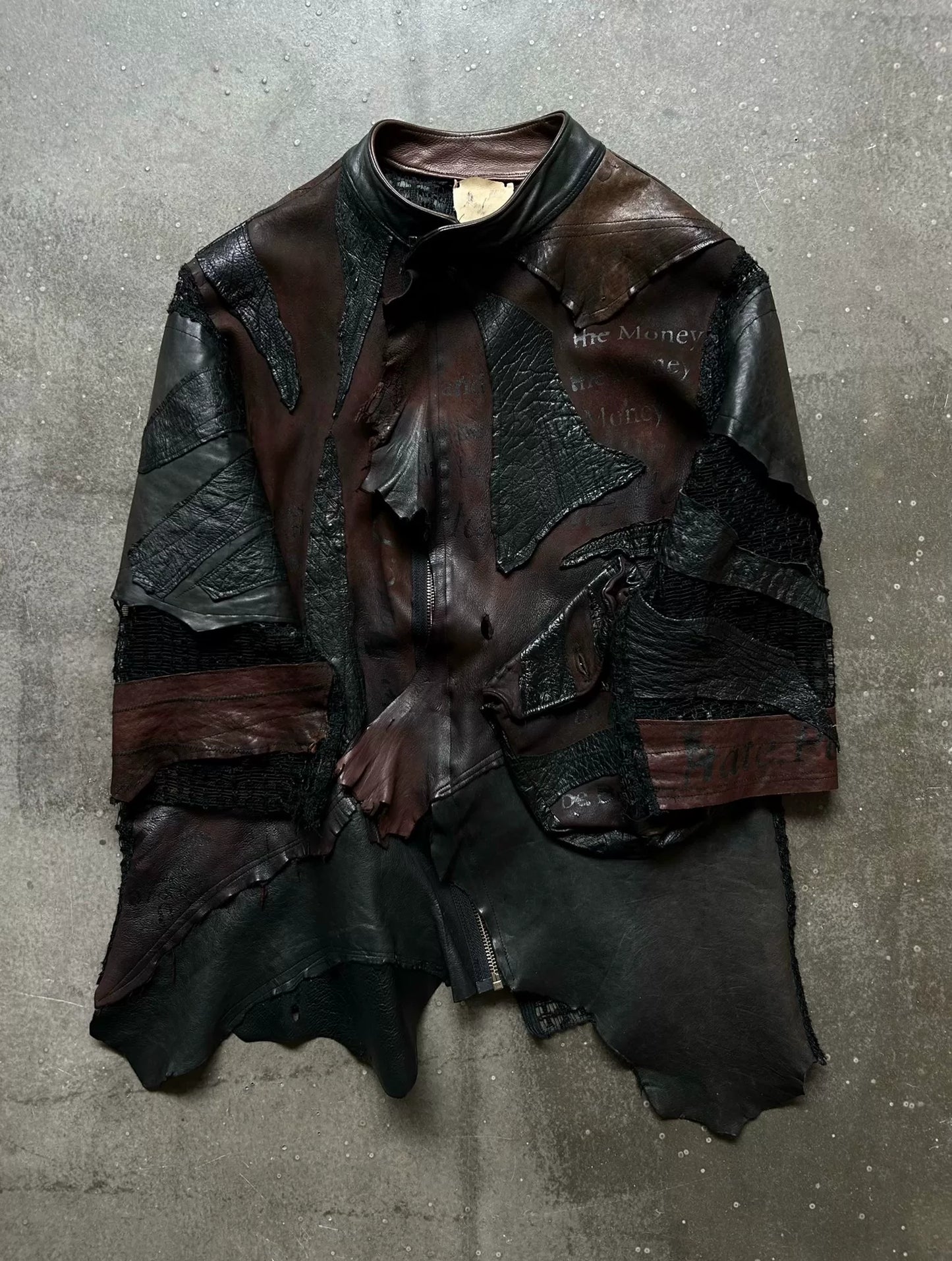 vintage patchwork leather jacket