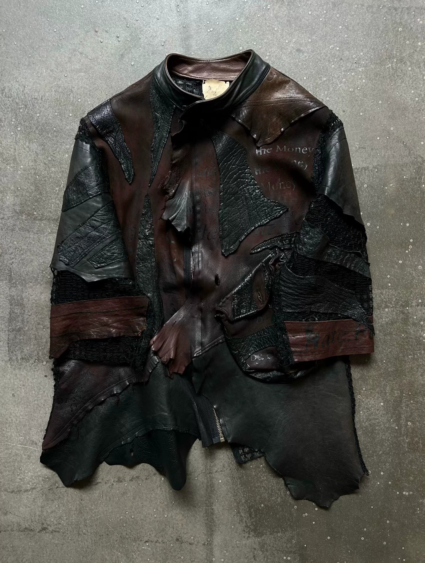 vintage patchwork leather jacket
