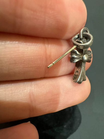 Chrome Hearts Silver Baby Fat Diamond Earrings