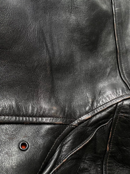 black leather jacket with snowflake design