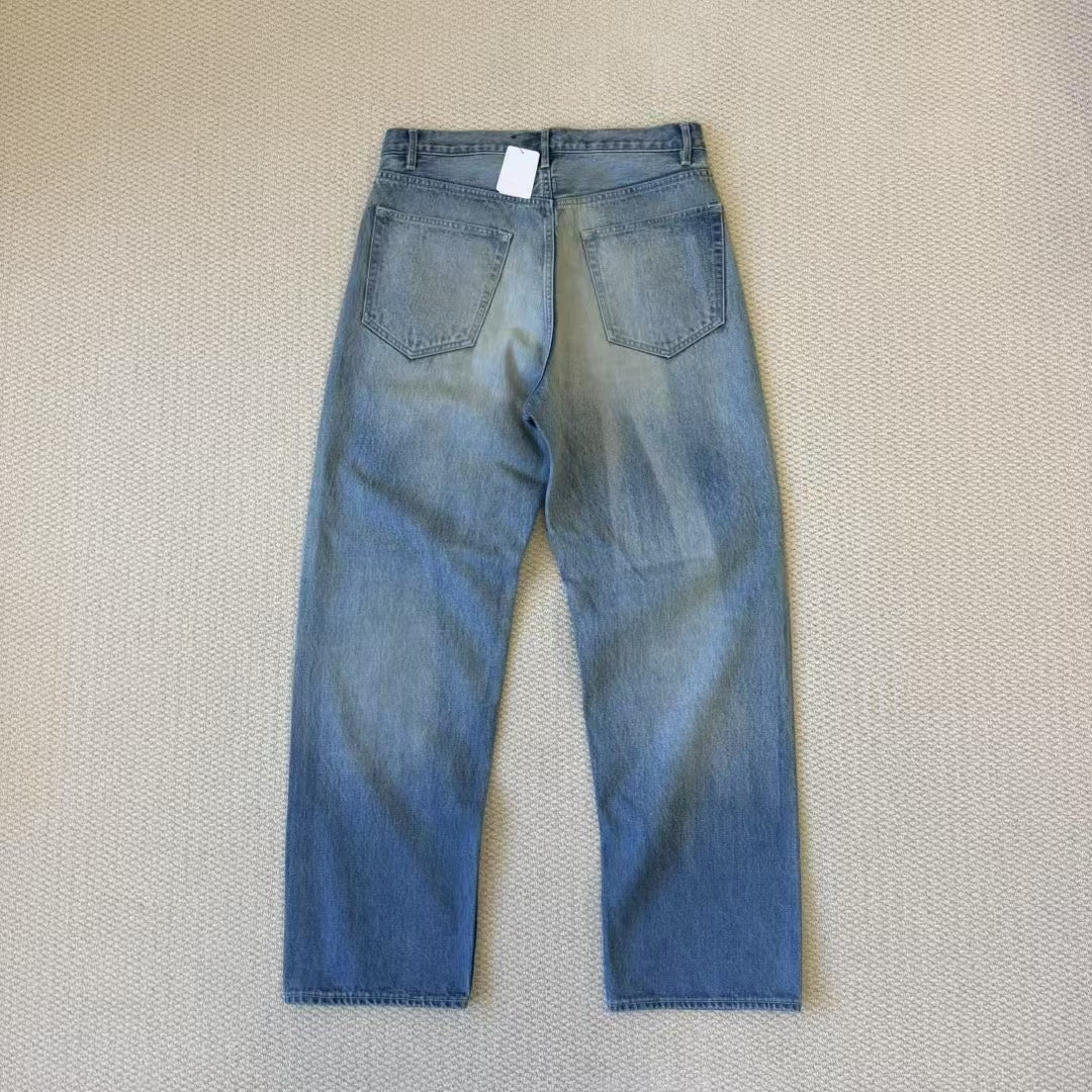 AURALEE Selvedge Faded Heavy Denim Wide Pants