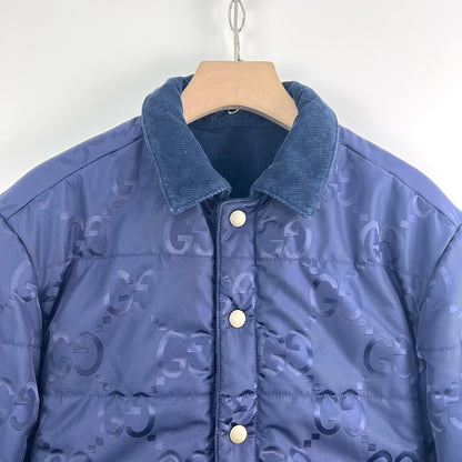 Gucci Blue Logo Reversible Cotton Jacket