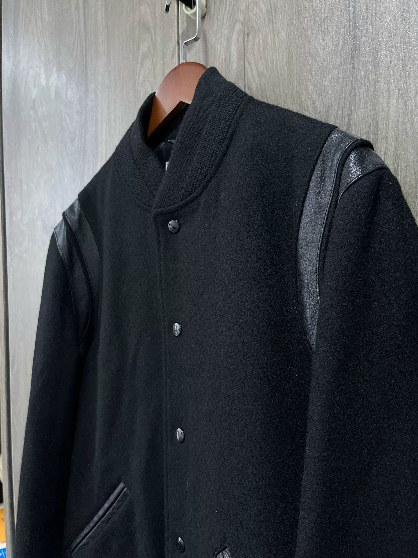 Saint Laurent Black Wool Baseball Jacket