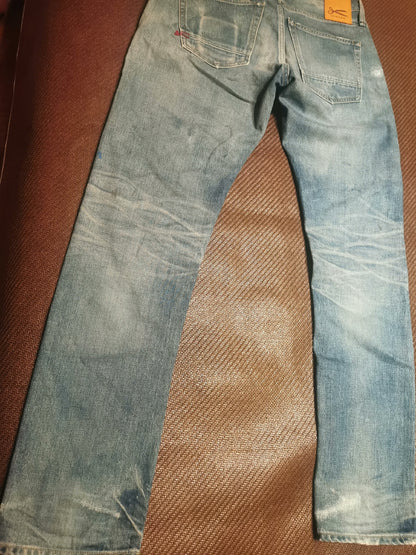 Denham Light Blue Distressed Denim Jeans
