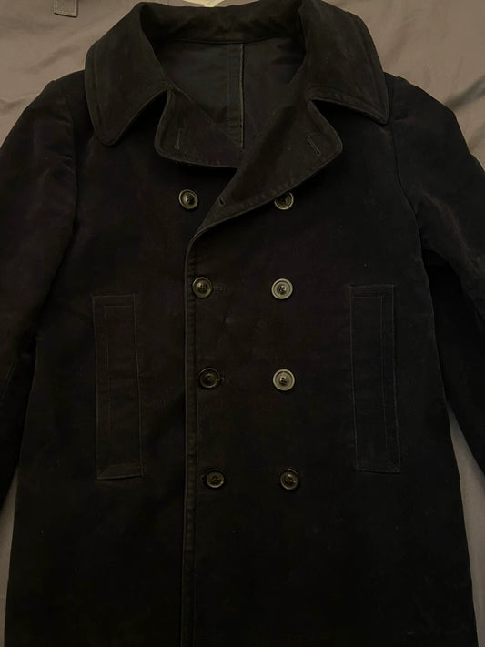 maison margiela double-breasted coat in navy