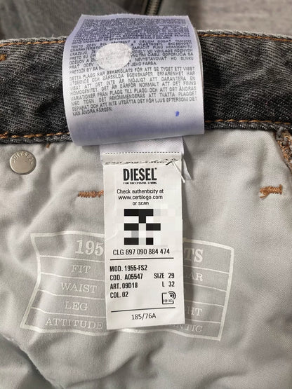 diesel gray red zipper flared jeans