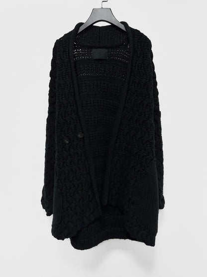 black oversized hand-knitted cashmere jacket